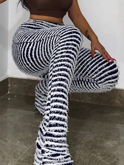 Zebra Fur Stacked Pants